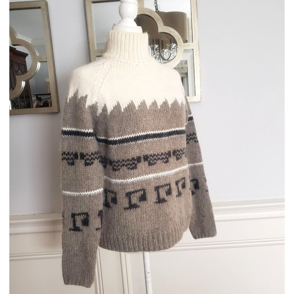 Zara Made in Italy Oversize Chunky Nordic Alpaca Llama Wool Turtleneck Sweater M - Picture 2 of 12